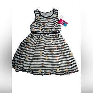 Girls' Barbie Character Dress White Black Kids Size Large (10/12)